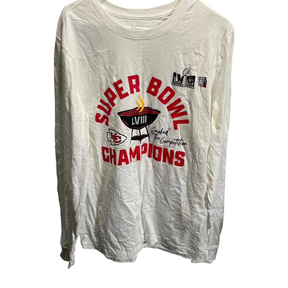 Super Bowl LVIII Nike Tee Large Chiefs‎ Champions White Shirt
